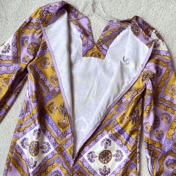 Vintage 1960s Psychedelic Dress & Reversible Vest Set M/L Go-Go Mod Festival - Picture 5 of 9